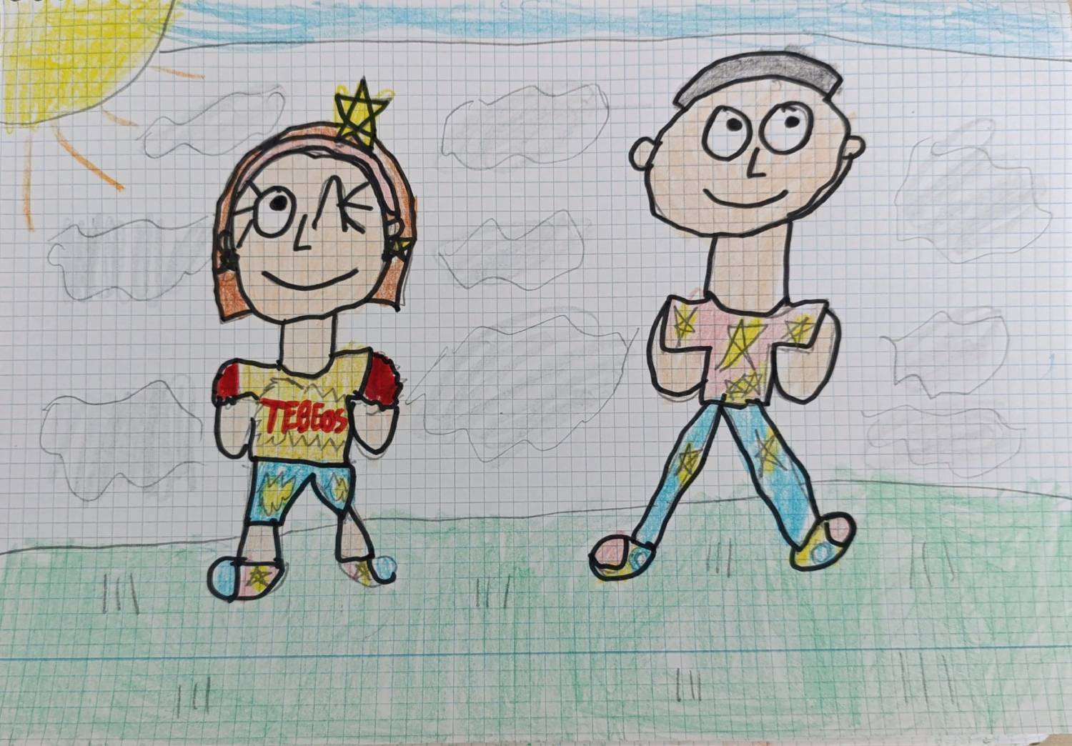 Dibujo de Alfonso y Vera hecho por Vera